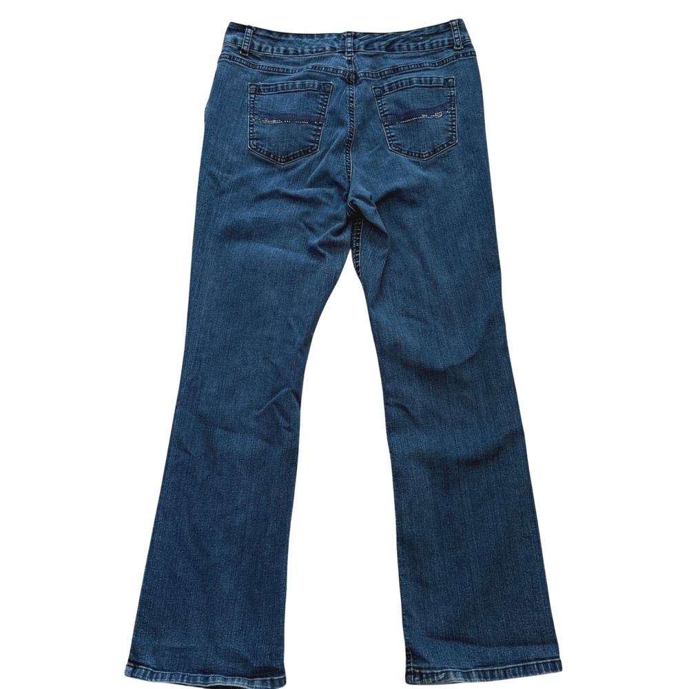 Laura Ashley Bootcut Jeans Womens 14 Blue Dark‎ Wash Embellished Pocket Stretch